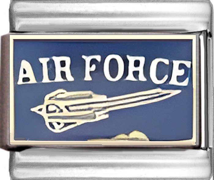 US Air Force Jet Enamel 9mm Italian Charm Bracelet Link Military Patriotic USA