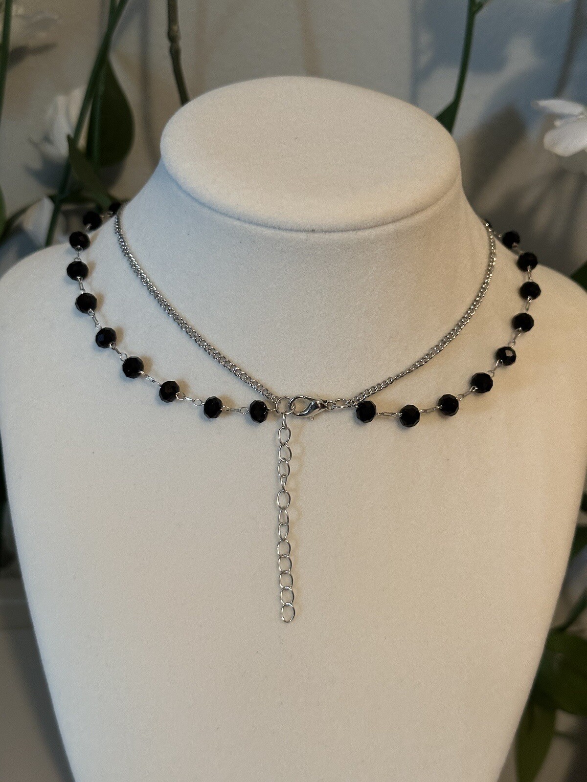 Sword Pendant Black Beaded Choker Necklace Luxury Double Layer Vintage Coquette
