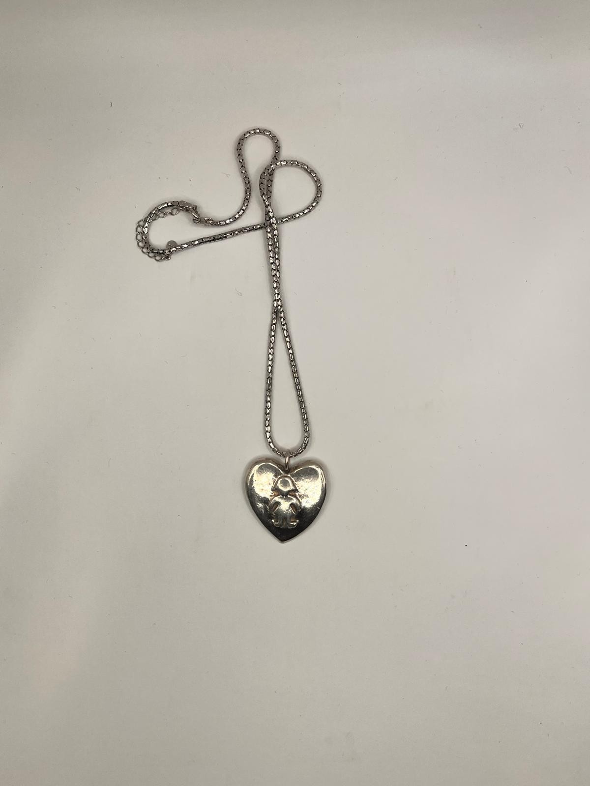 Sterling Silver Heart Child Girl Pendant Necklace Stamped 925 Box Chain
