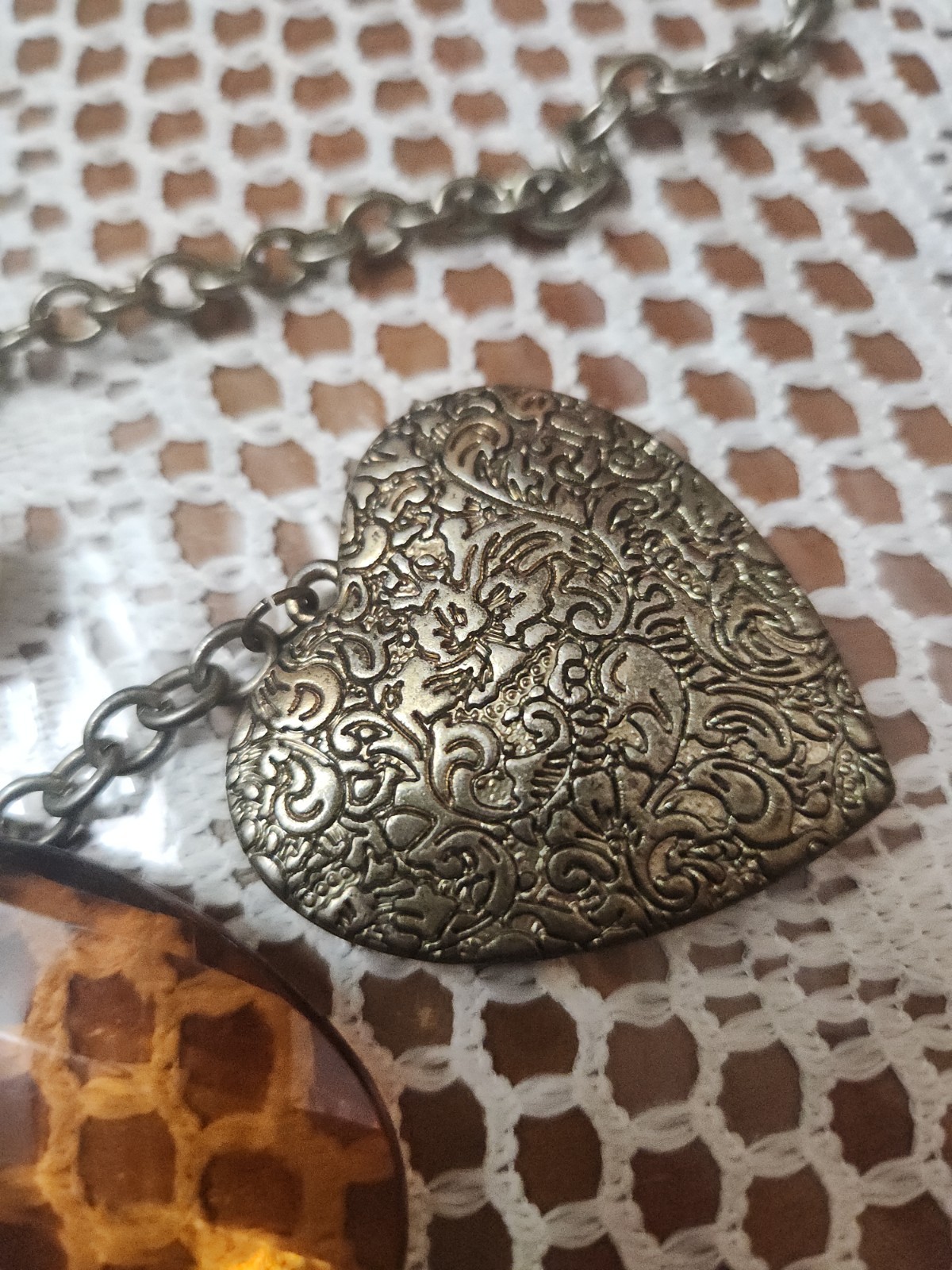 Boho Charm Statement Chain Necklace Vintage Style Hearts Beads Wing Key