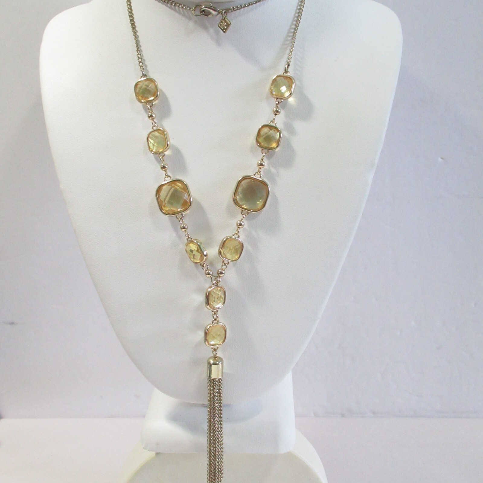 Banana Republic Faux Crystal Pale Yellow Long w Tassel