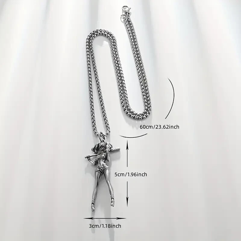 1pc Exquisite Stainless Necklace 23.6″ & Harley Quinn Pendant . #C238