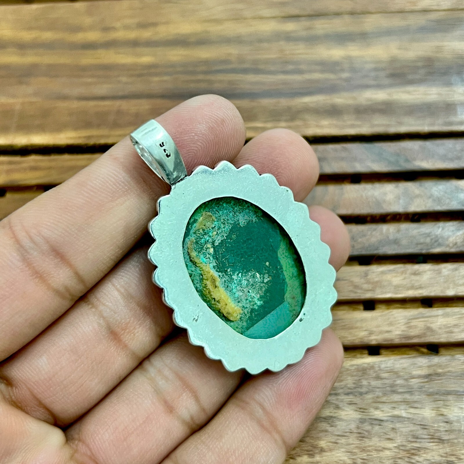 Malachite Natural Gemstone 925 Sterling Silver Handmade Jewelry Pendant 2.05″