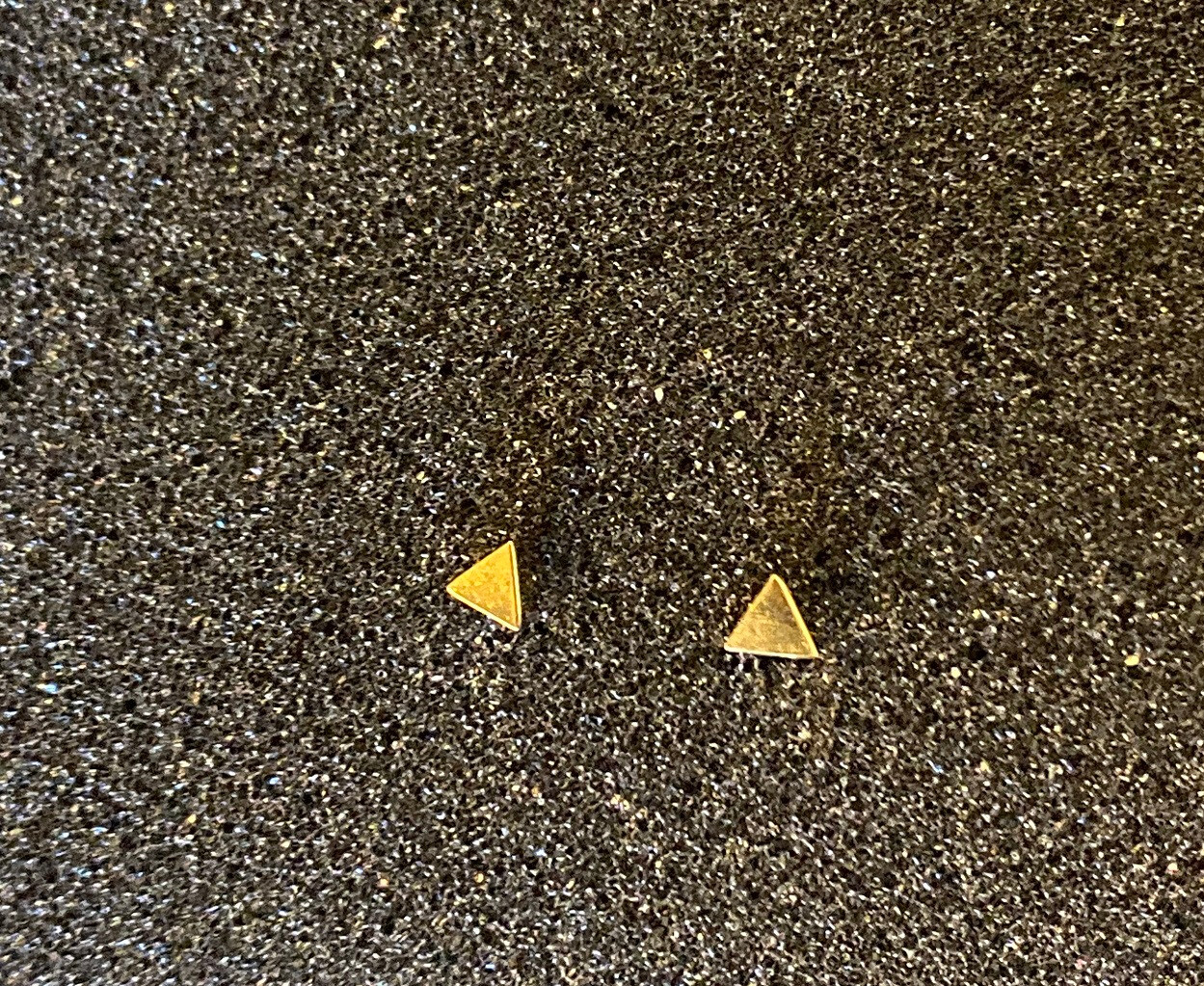 Tini Lux Gold Tiny Triangle Geometric Studs Earrings Hypoallergenic Titanium