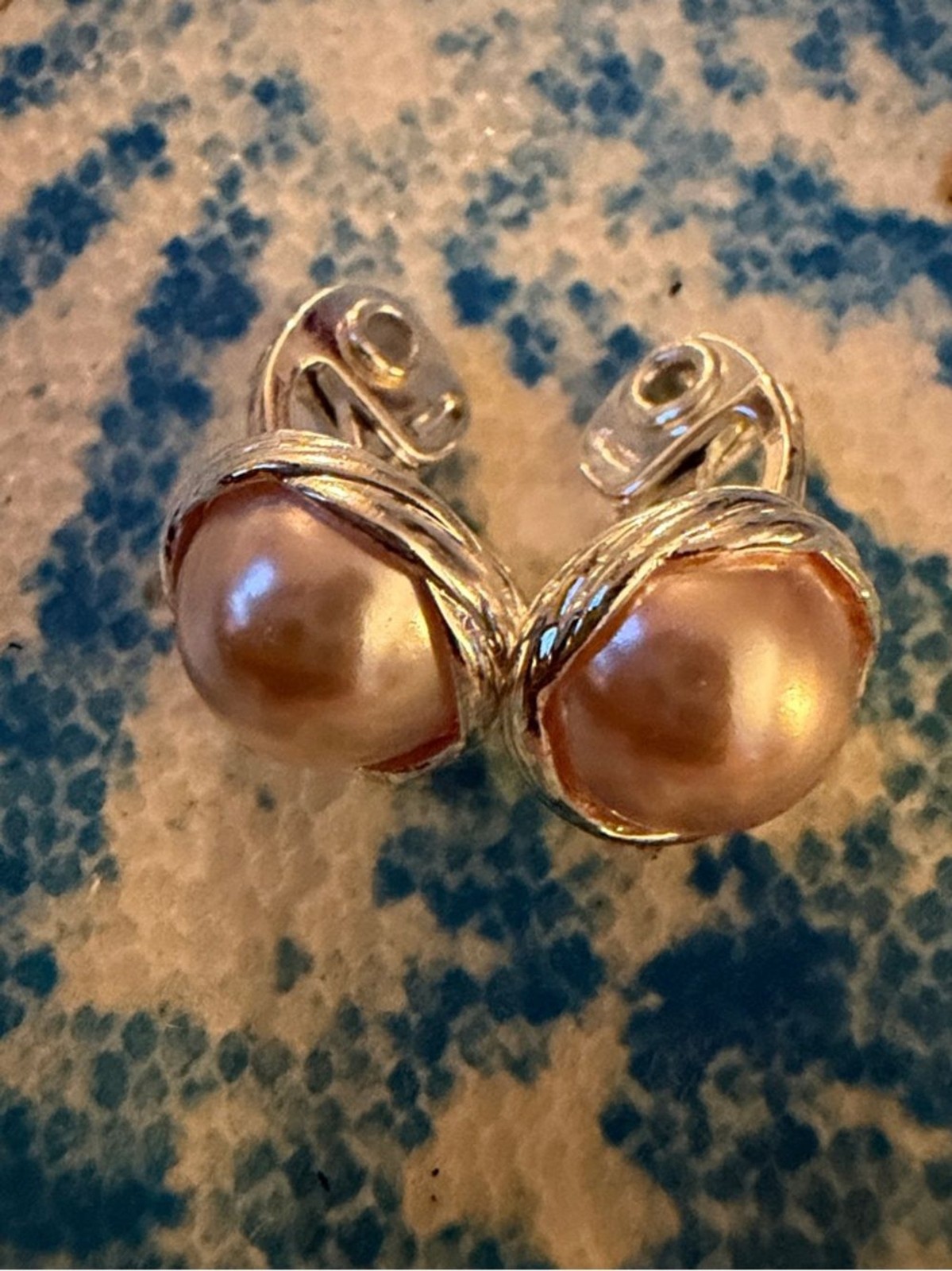 Monet Rose-Pearl Twisted Silver-Tone Clip-on Earrings
