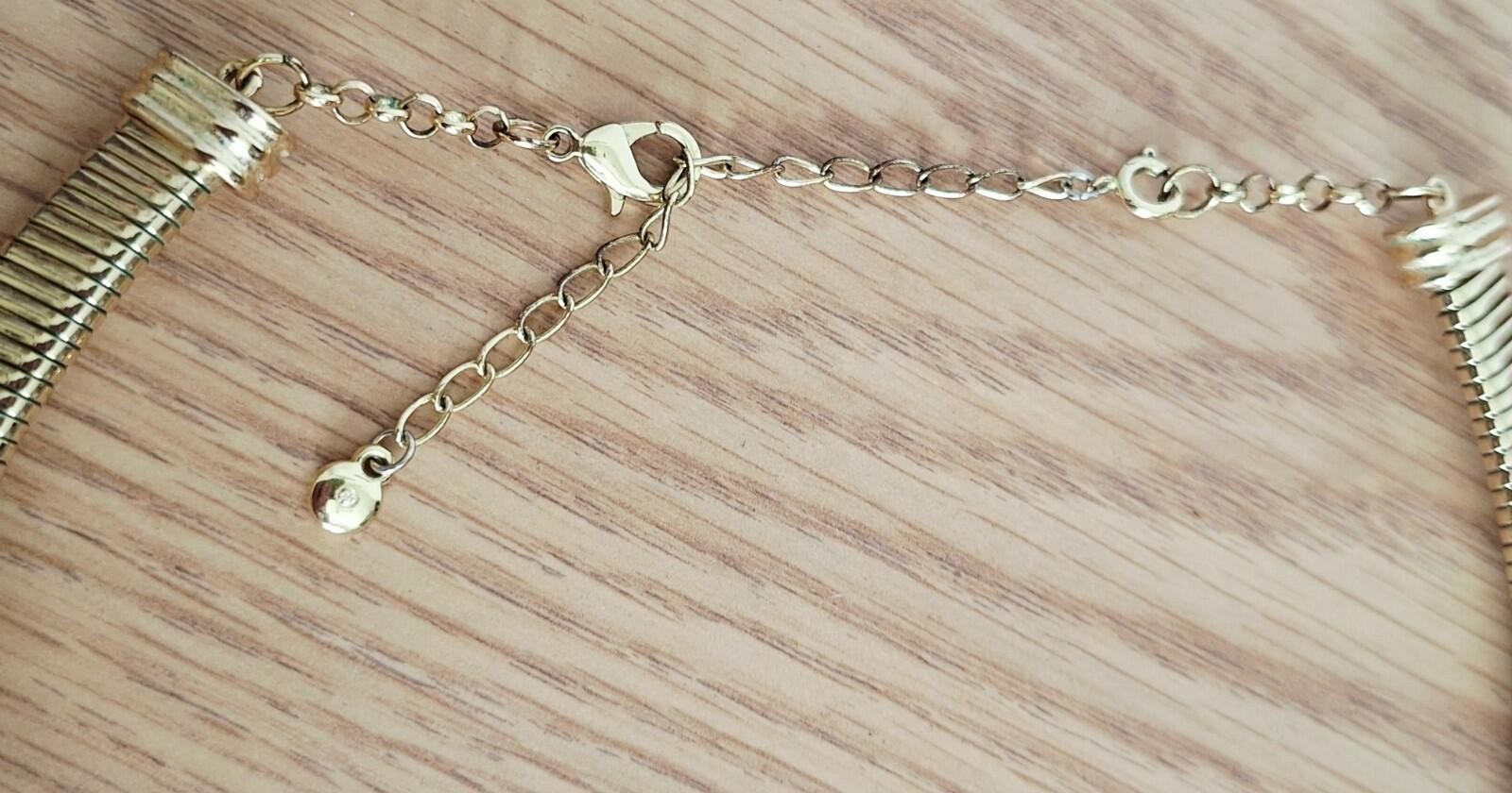 Vintage RMN Gold Tone Omega Tubogas Collar Necklace – Bold Statement Choker