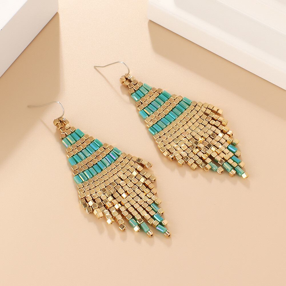 BOHO Seeds Beaded Earrings Fringe Tassel Bohemian Dangle Drop Handmade Jewelry