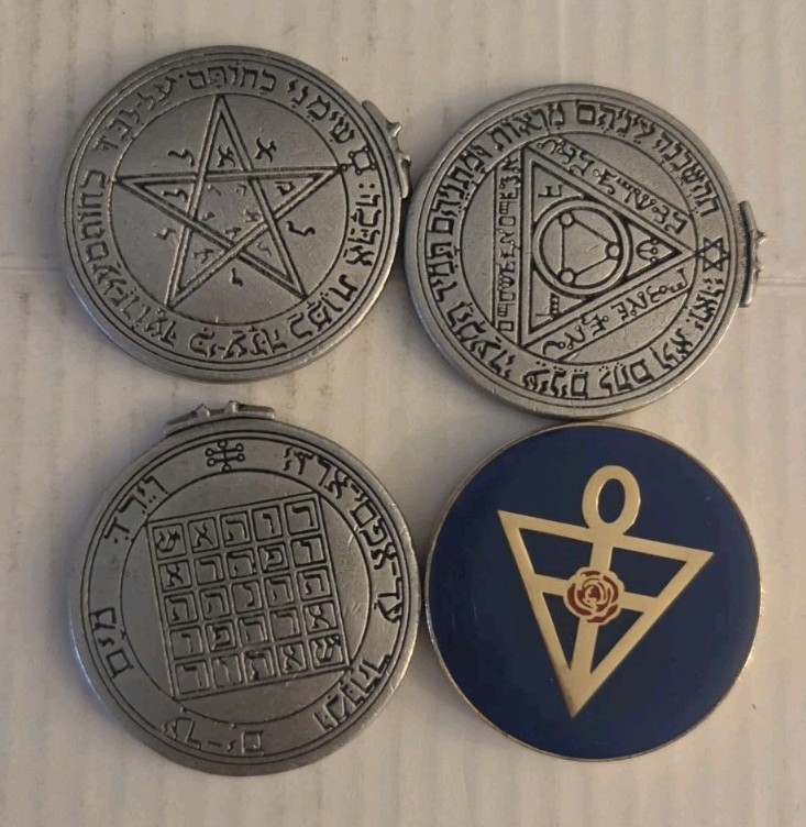 Lot of 4 DamageAntique-Style Pendants or Talismans Sold AS SHOWN Lot.1U
