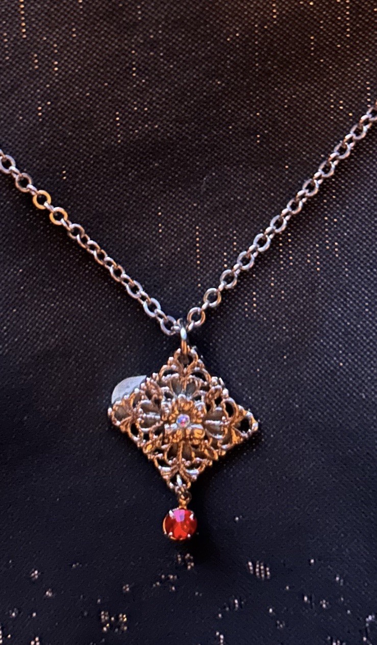 Park Lane Necklace Garnet Red With Aurora Borealis Silver Rare