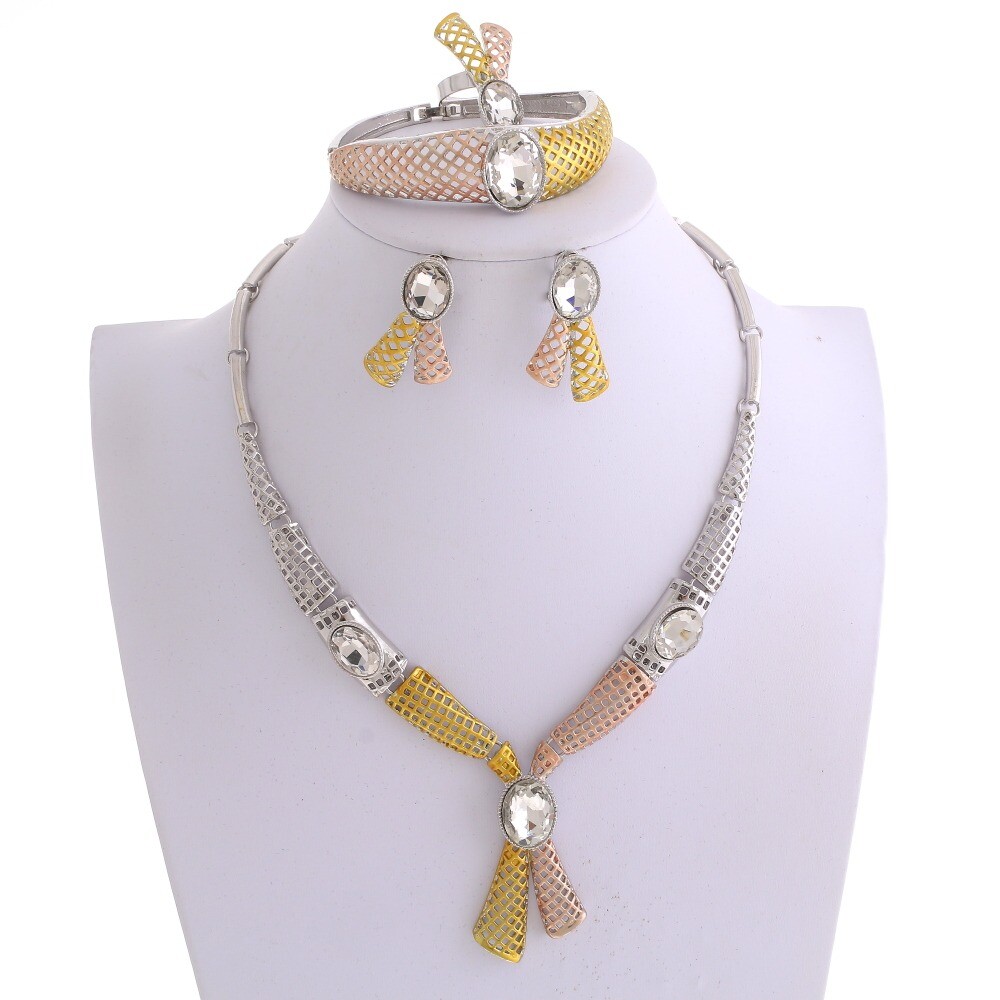 New Silver Plated Metal Necklace Bracelet Earring Set BSG608-MUL
