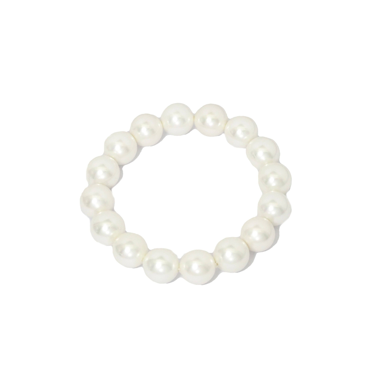 Natural Round Smooth White MOP Stretchy Bracelet, 8mm/10mm/12mm, Sku#EF277