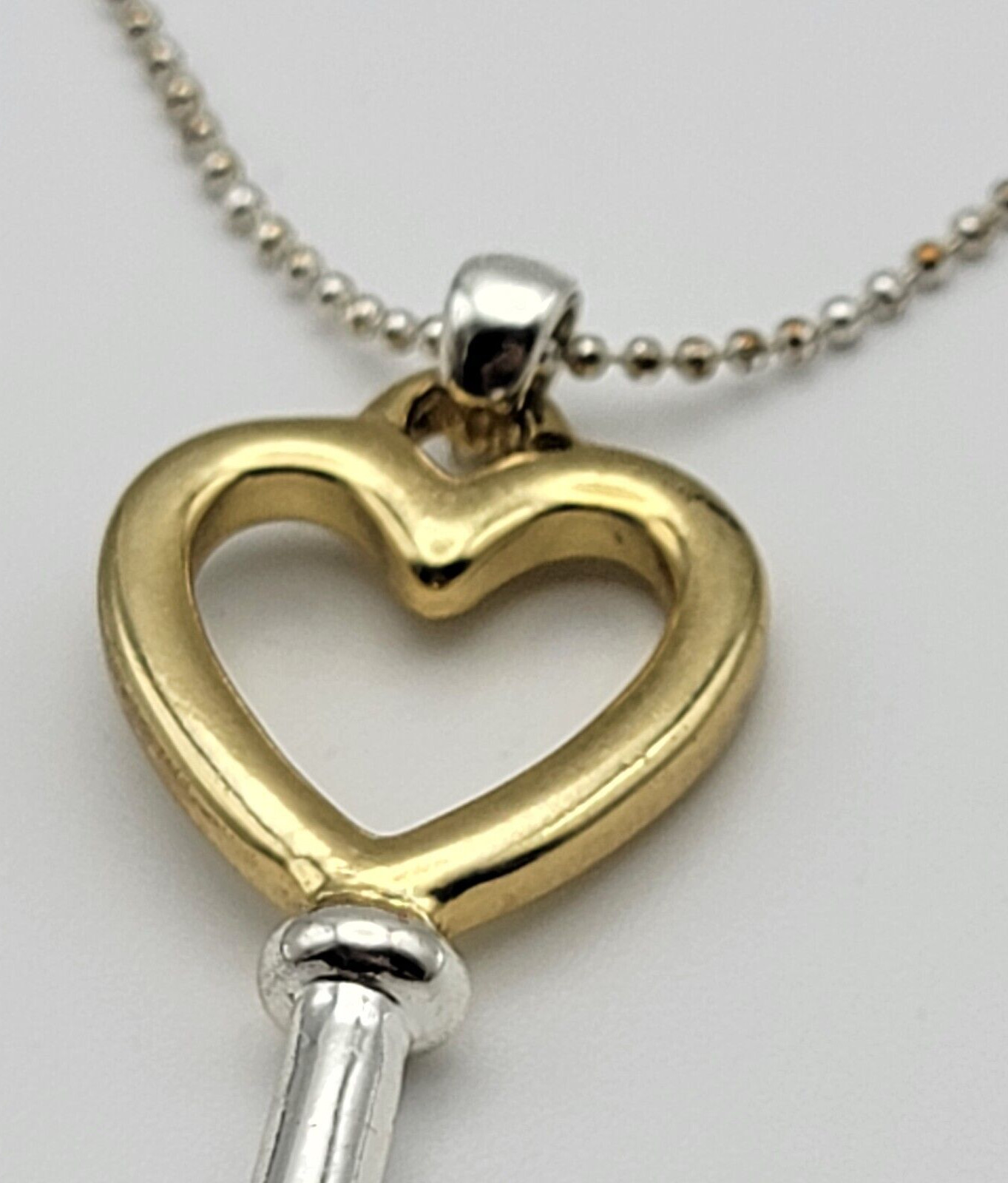 Premier Designs Gold And Silver Tone Key Pendant Necklace 35 in Lobster Clasp