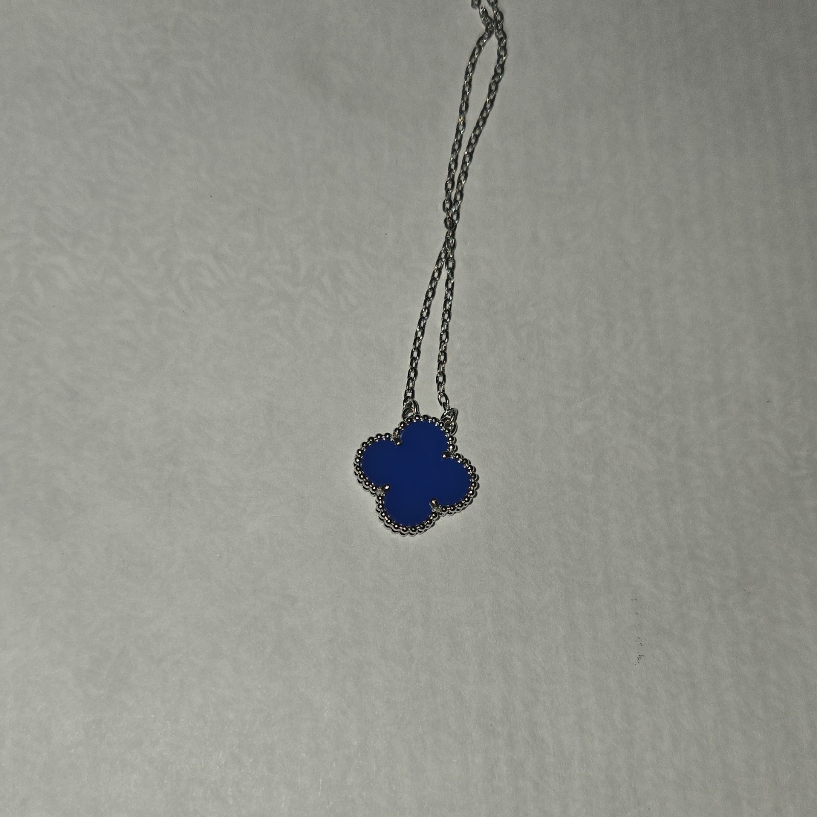 18 &20 cm Silver Tone Cable Chain Necklace with Clover Quatrefoil Charm Pendant