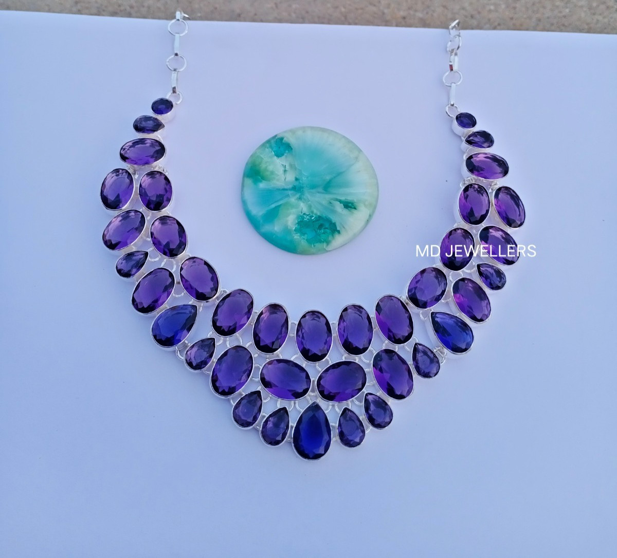Amethyst Gemstone Necklace 925 Sterling silver Adjustable Necklace Jewelry