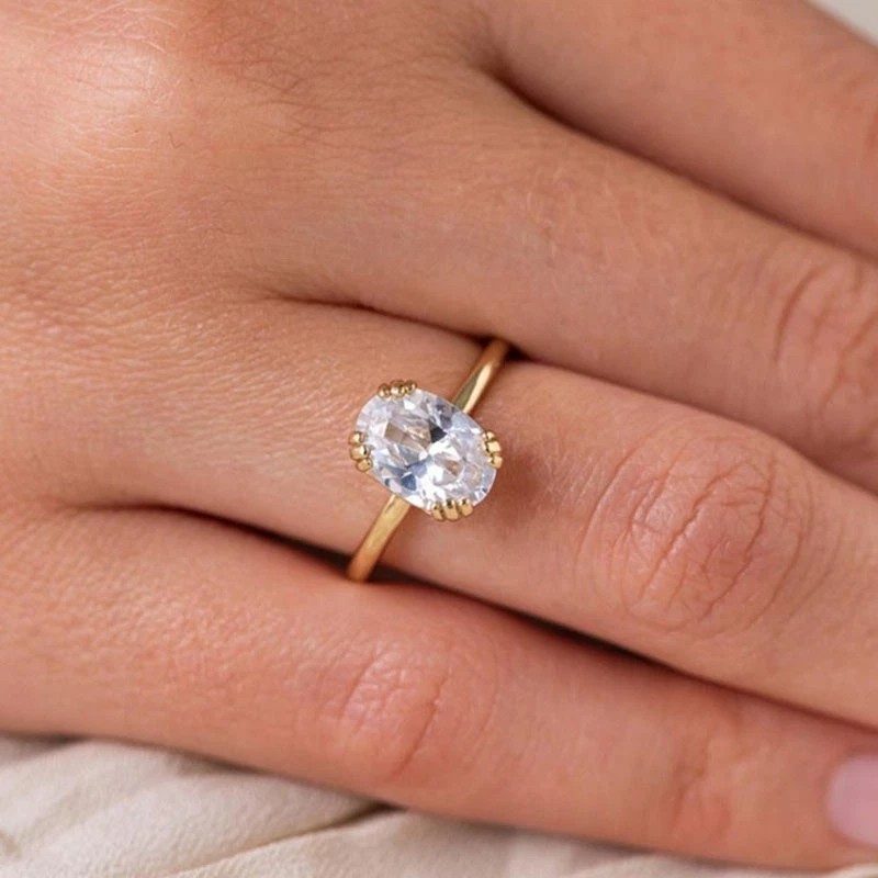 2Ct Oval Cut Simulated Diamond Women’s Bridal Ring 14k Yellow Gold Plated