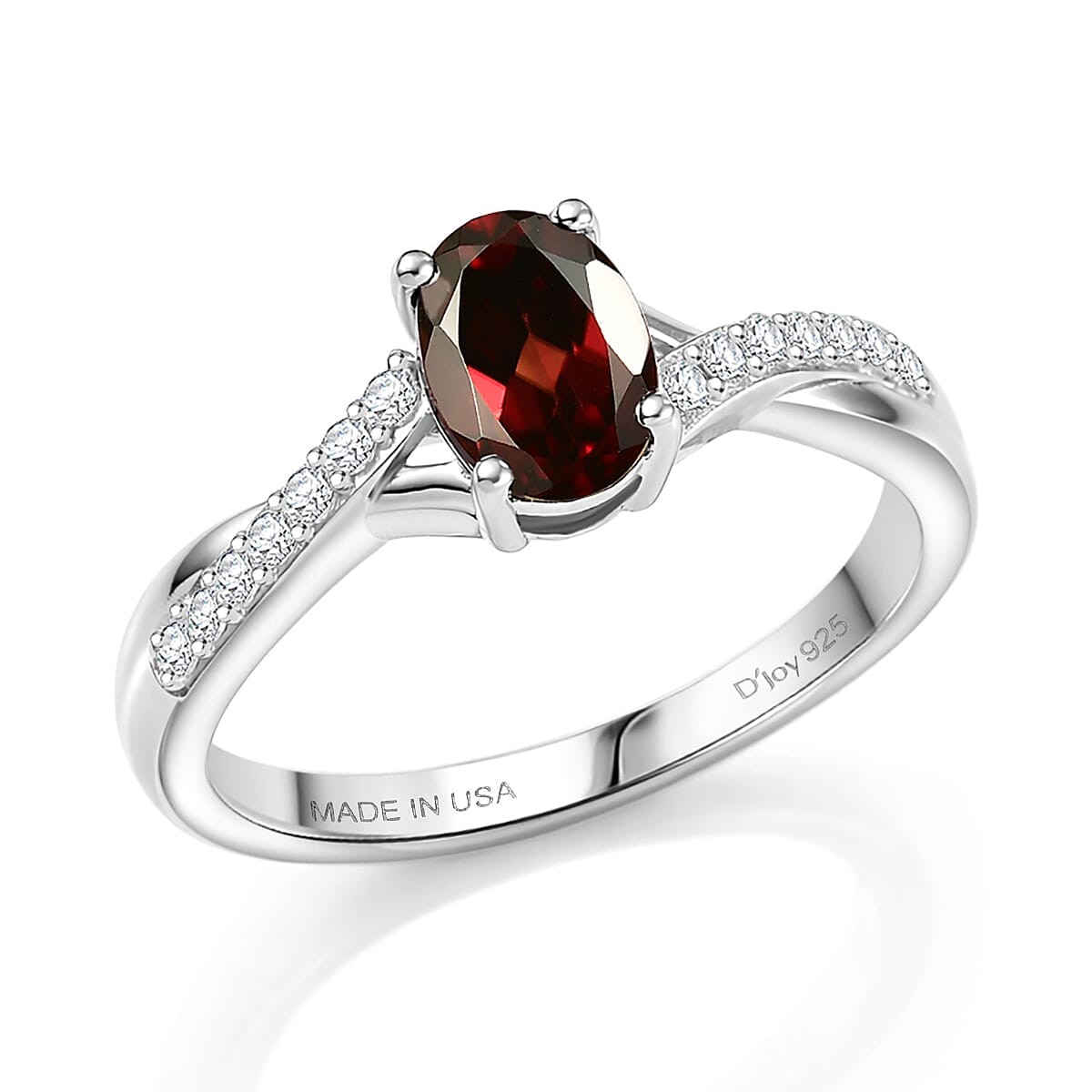 GORGEOUS!! 1.50ctw Red Zircon & Moissanite Rhodium Plated Ring Size 6