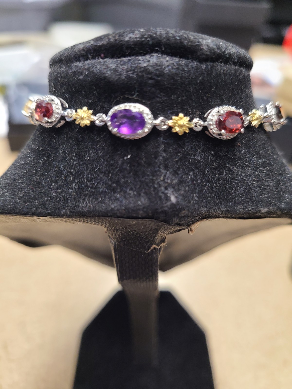 EverTrue African Amethyst & Garnet Bracelet 6″