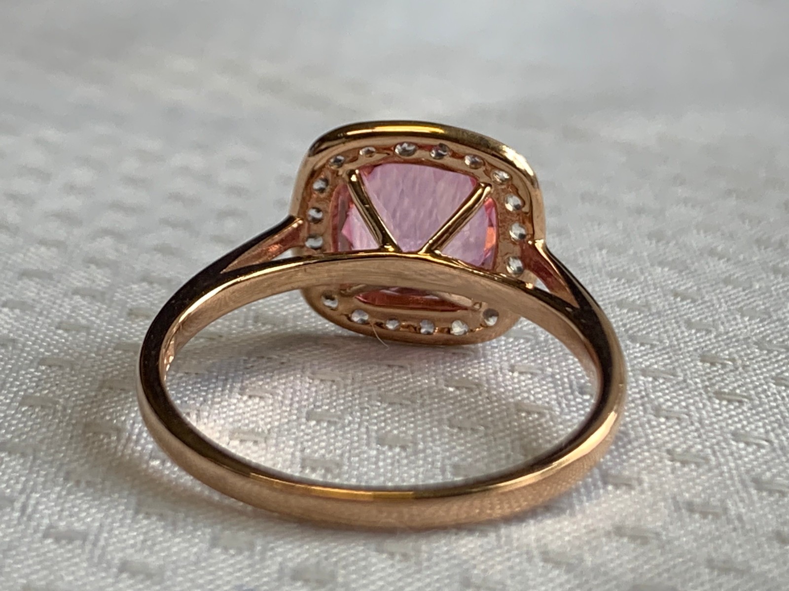 10K Rose Gold Ring 2.58g Fine Jewelry Size 8 Band Pink & Clear Color *READ*