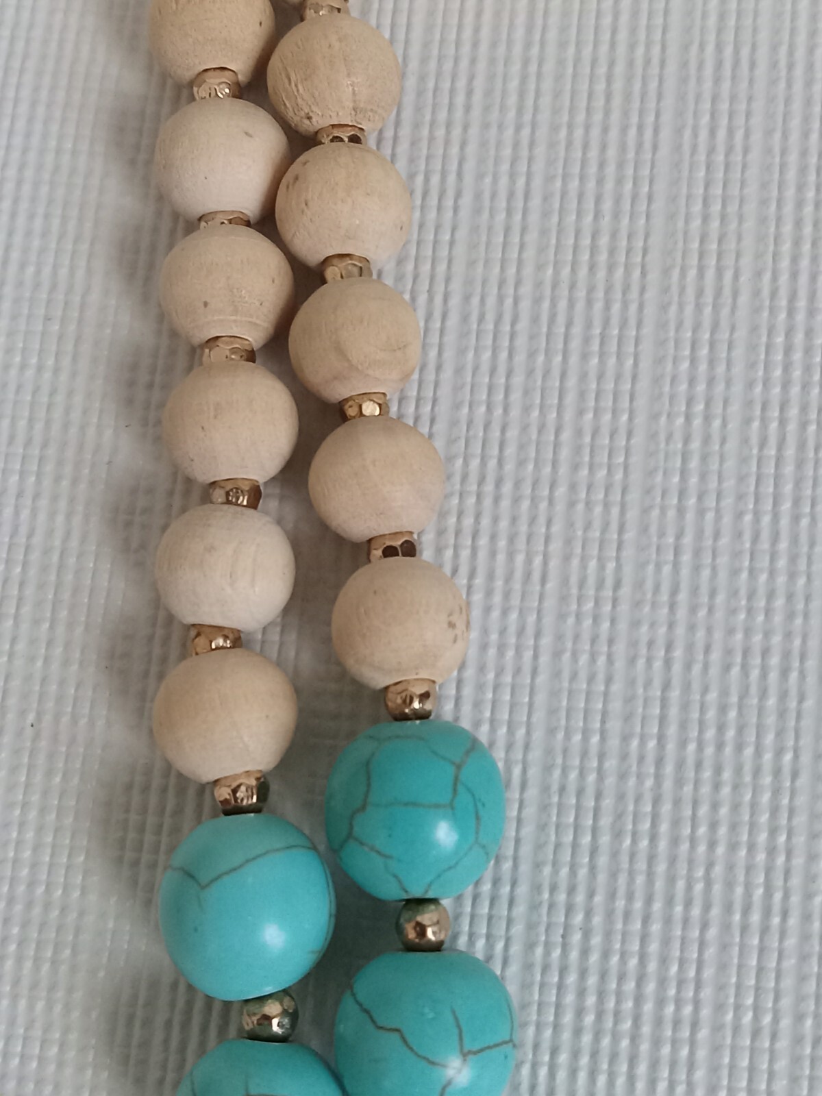 Colorful Wood & Plastic Beaded Round Faceted Pendant Bohemian Tassel Necklace