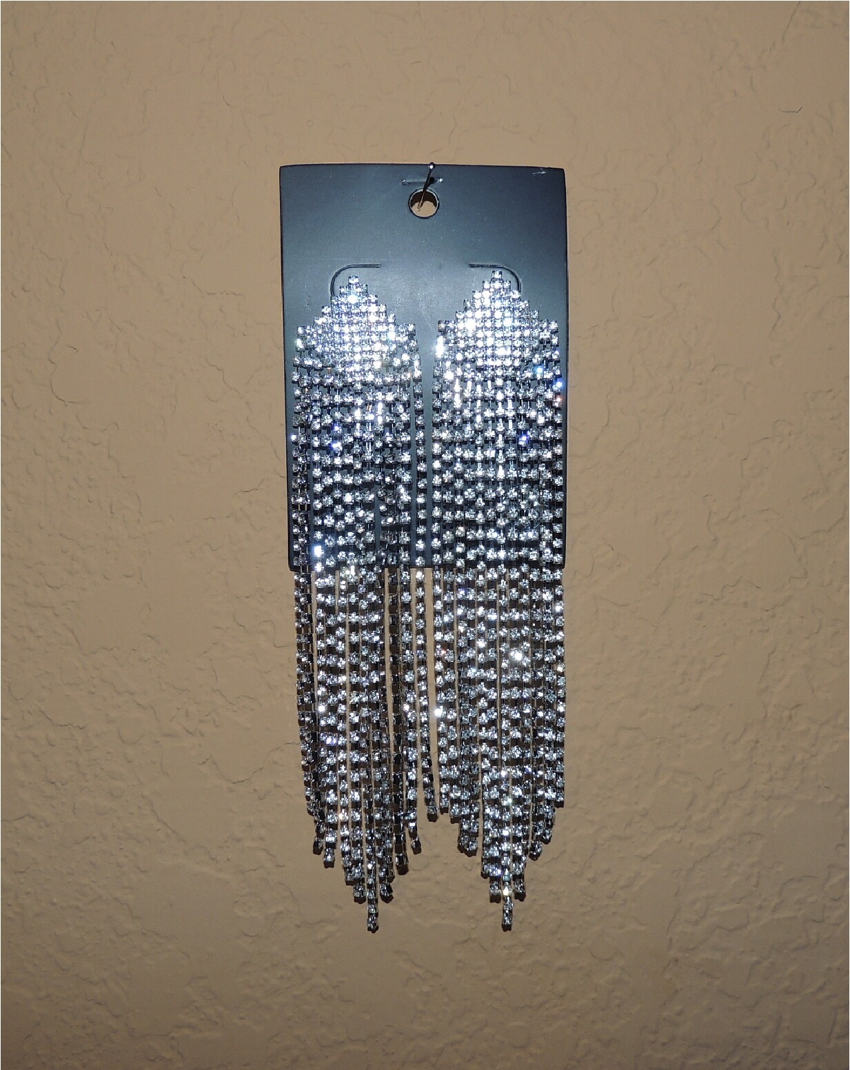 Tassel Dangle Extra Long Evening Prom Wedding Rhinestone Crystal Earrings (NWT)