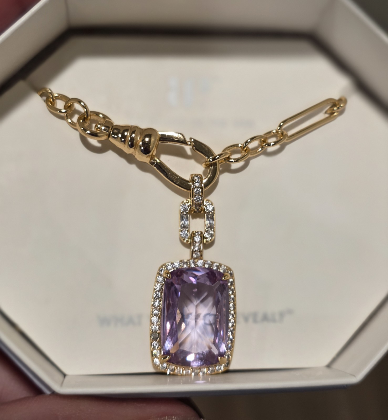 Bomb Party Lavender Topaz CubicZirconia Gold Plated (Removable) Pendant Necklace