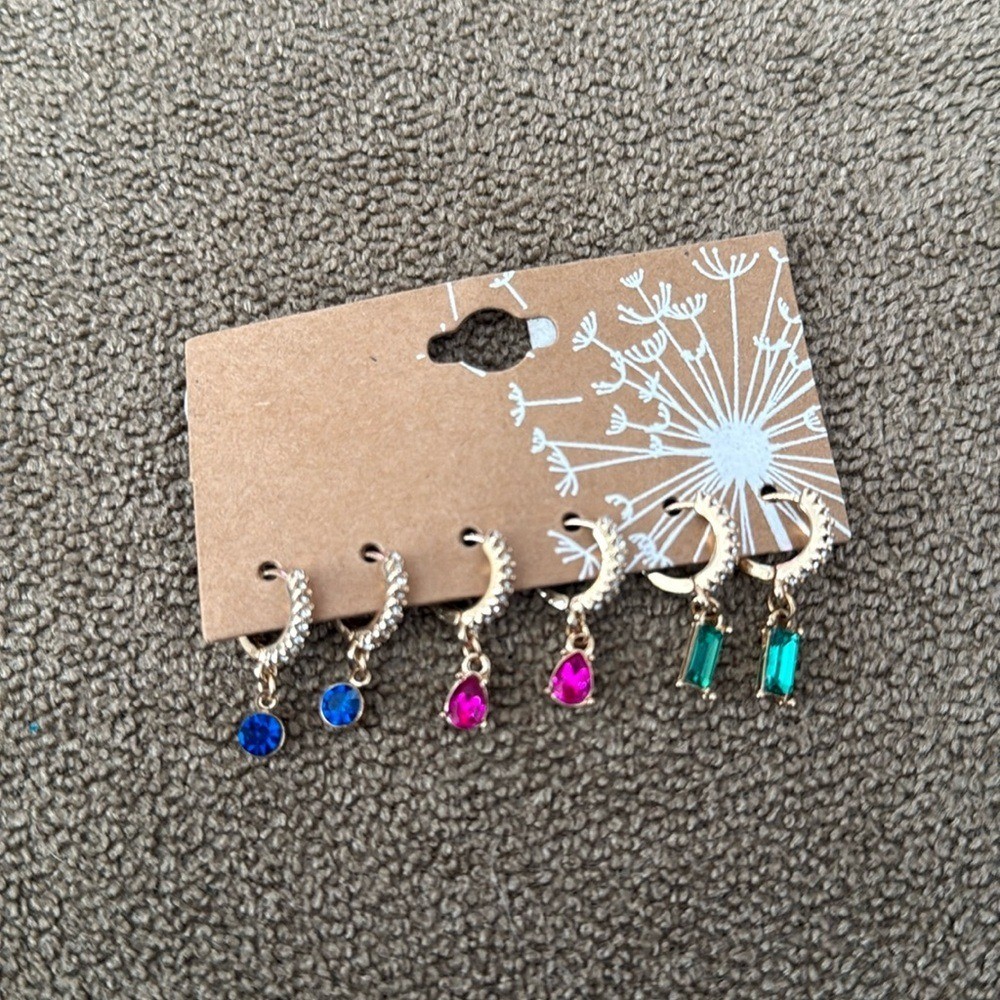 Set of 3 Pairs of CBOCS Dangle Hoop earrings New (TD)