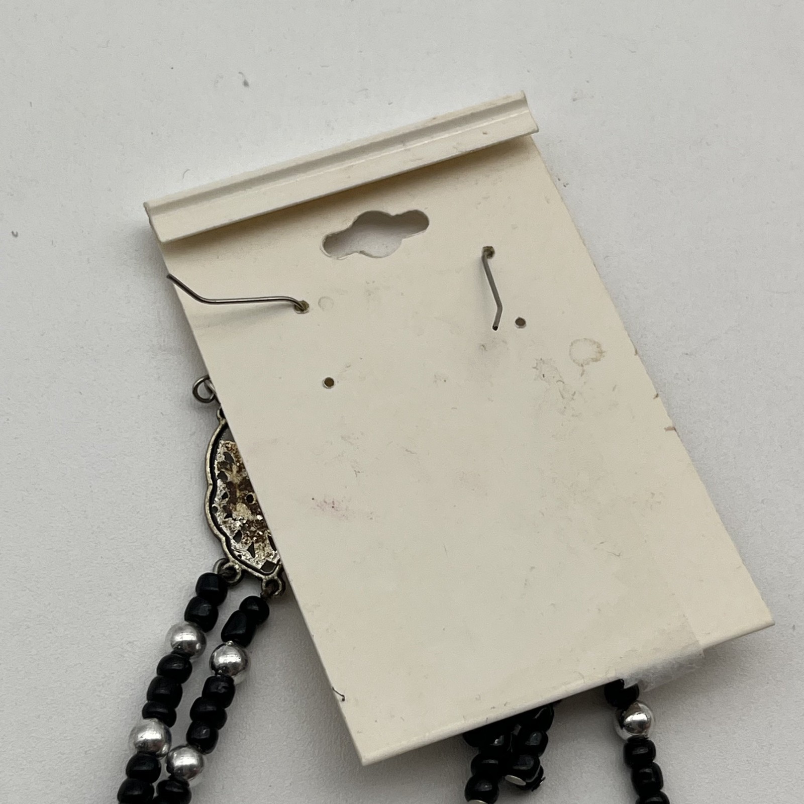 Dream Catcher Silver Tone & Black & Silver Beaded Dangle Earrings