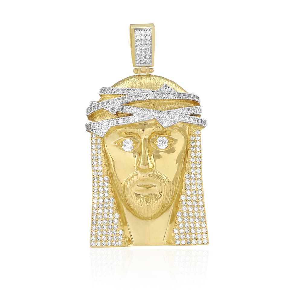14K Gold Jesus Head Pendant