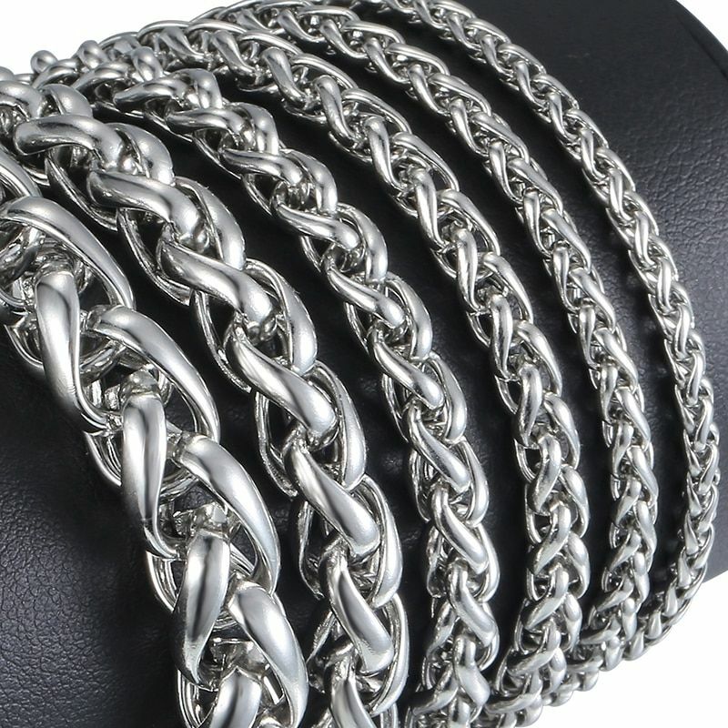 Stainless Steel Wheat Link Bracelets Hip Hop Men’s Punk Bracelet Women’s Jewelry