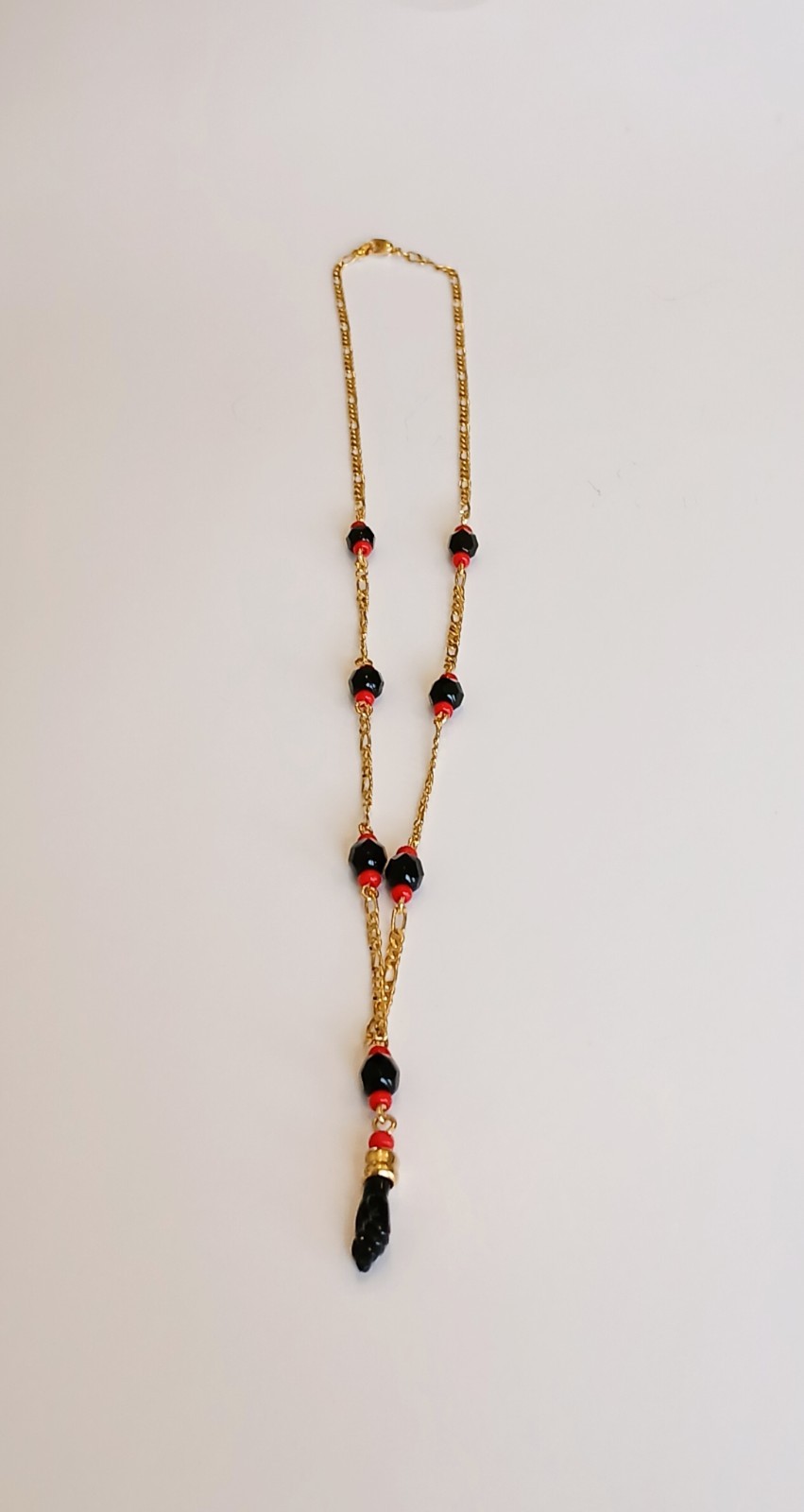 18K GOLD FILLED CADENA DE AZABACHE/AZABACHE(FIGA HAND NECKLACE FIGARO 22″ 0.24oz
