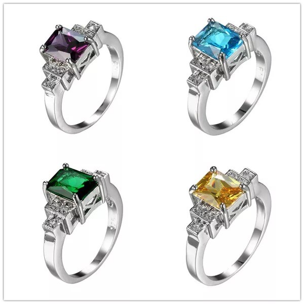 US 316L Women 8MM Stainless Steel CZ Ring Band Size 6-12 Engagement Wedding