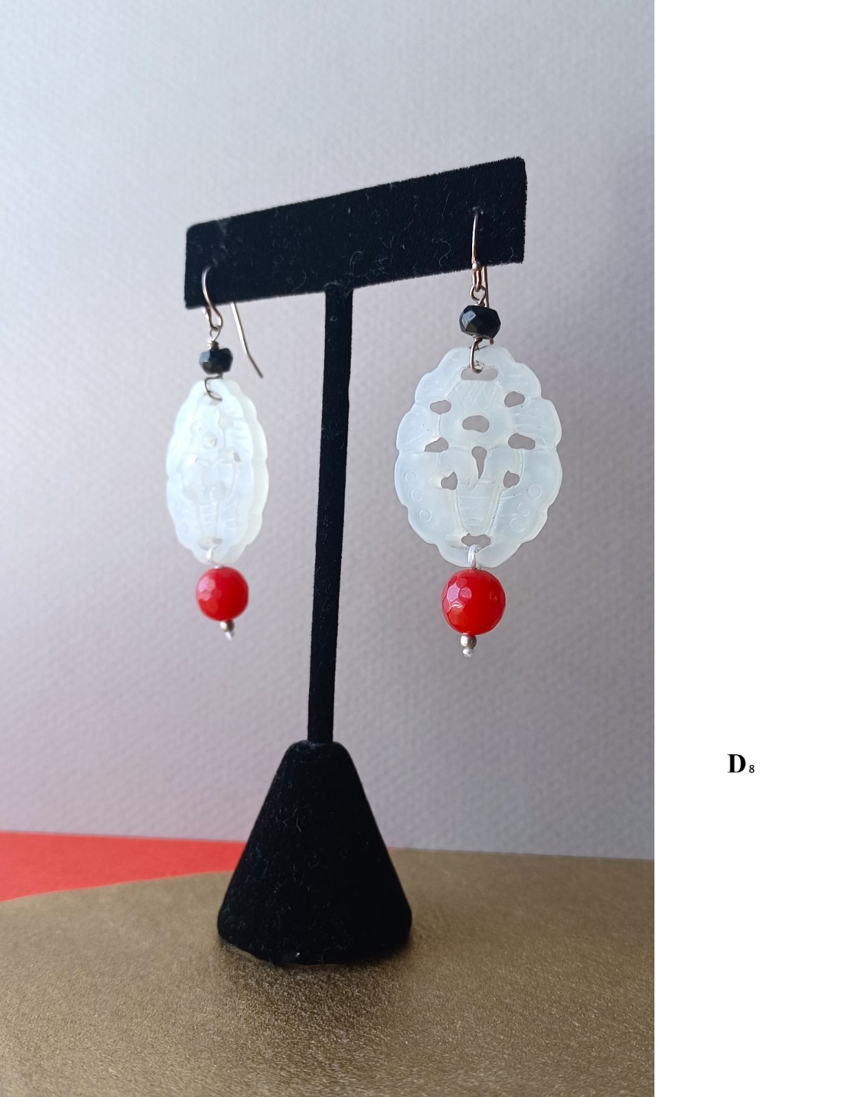 New jade stone with agate and solid 925 sterling silver drop earring