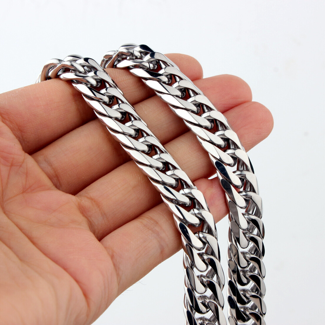 Hip Hop Gold Tone Stainless Steel Cuban Link Chain Necklace for Men Women 9-21mm