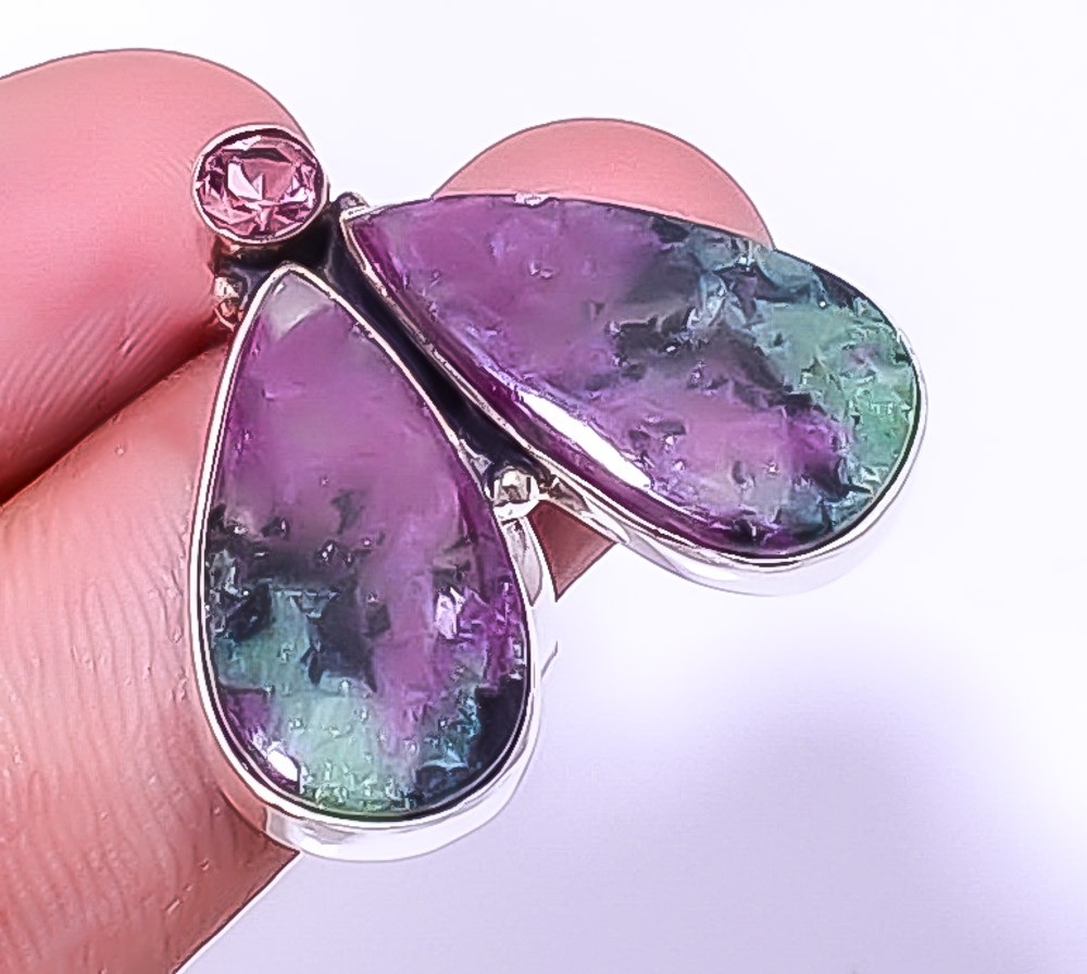 Ruby With Zoisite – Longido Mines 925 Silver Handmade Ring Adst. (R137) A383