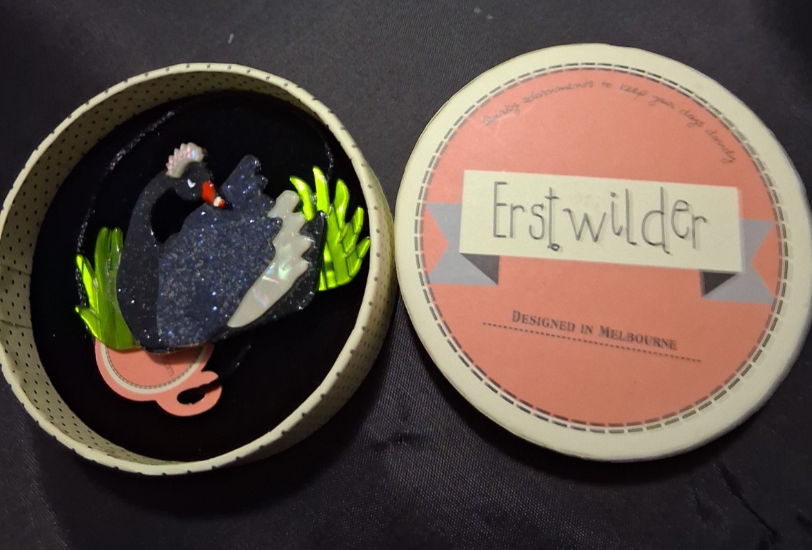 Pretty Erstwilder Brooch “Odette’s Bane” 2017 Swan Pin by Designer Elena Leong