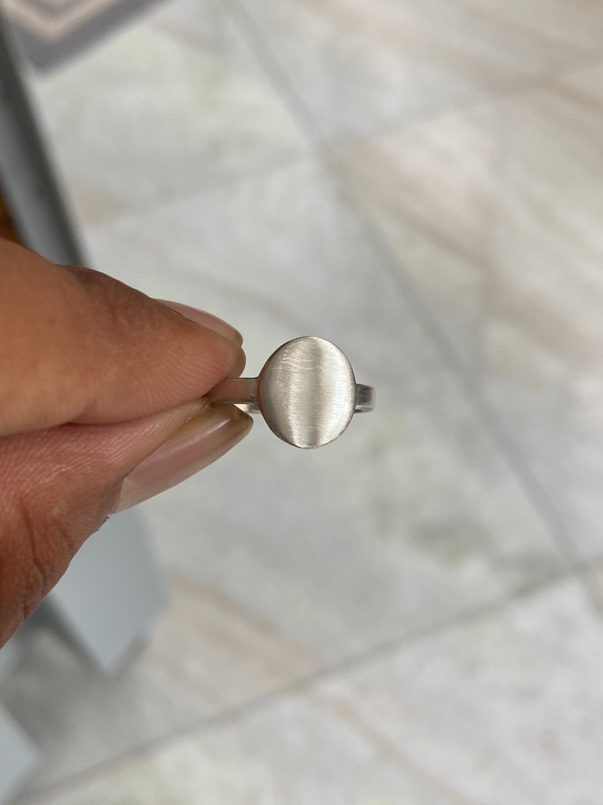 925 Sterling Silver Oval Signet Ring Minimalist Handmade Pinky Ring for Women