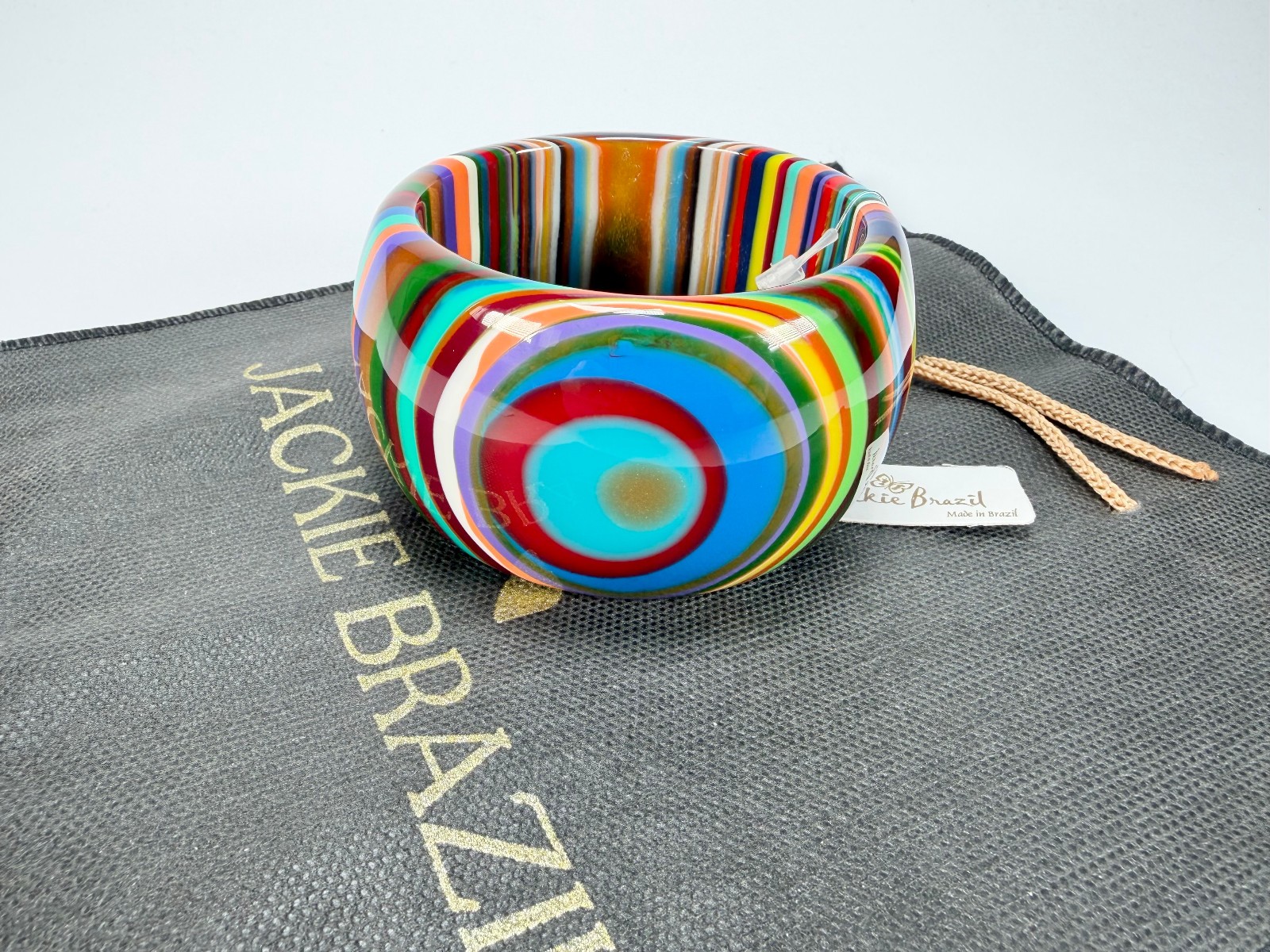 Jackie Brazil Tiger Liquorice Allsorts w/Cat Eye Mix Colours 5cm Resin Bangle