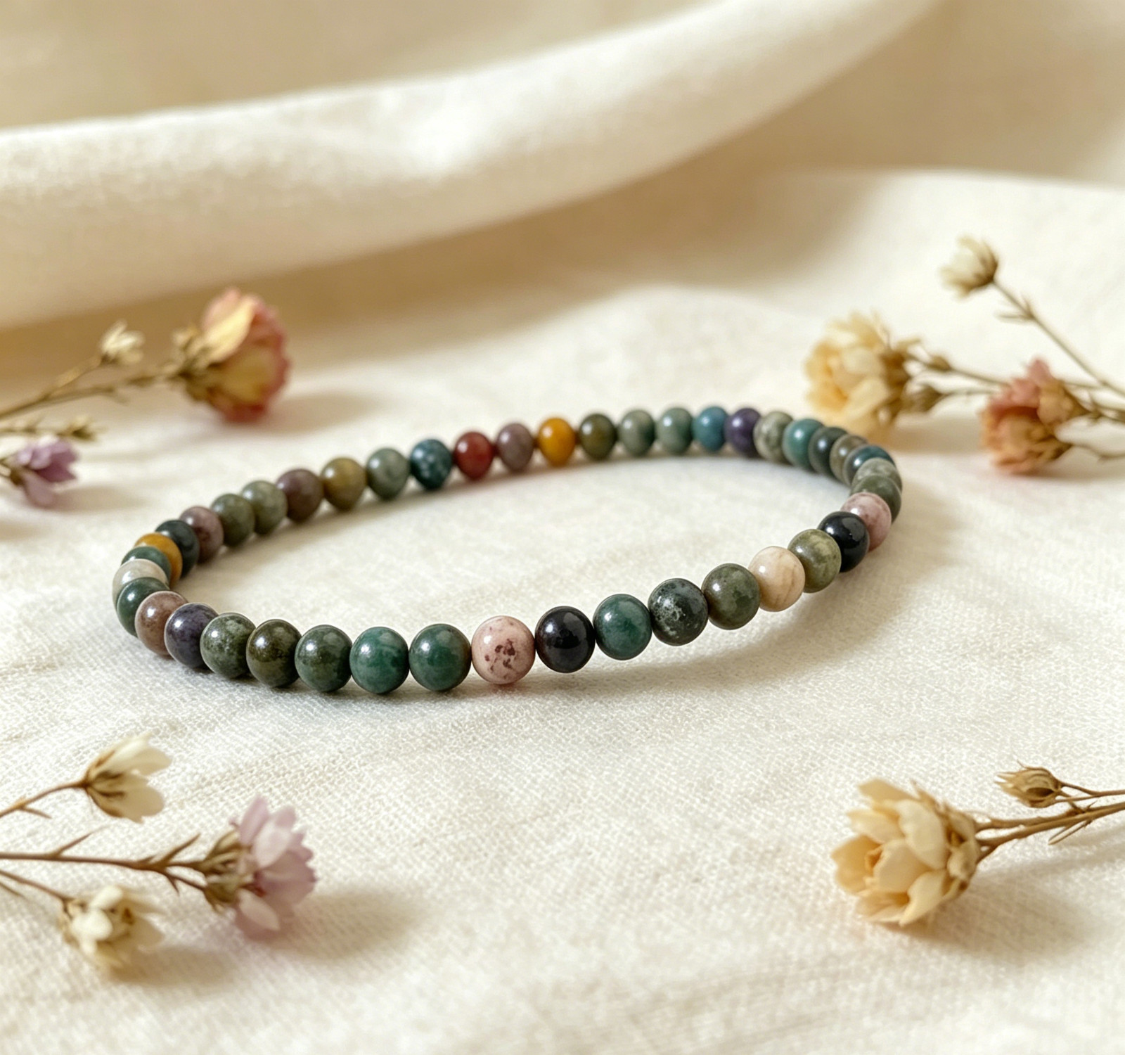 Ocean Jasper Stretch Bracelet | Joy Grounding Energy Dainty Stackable Jewelry