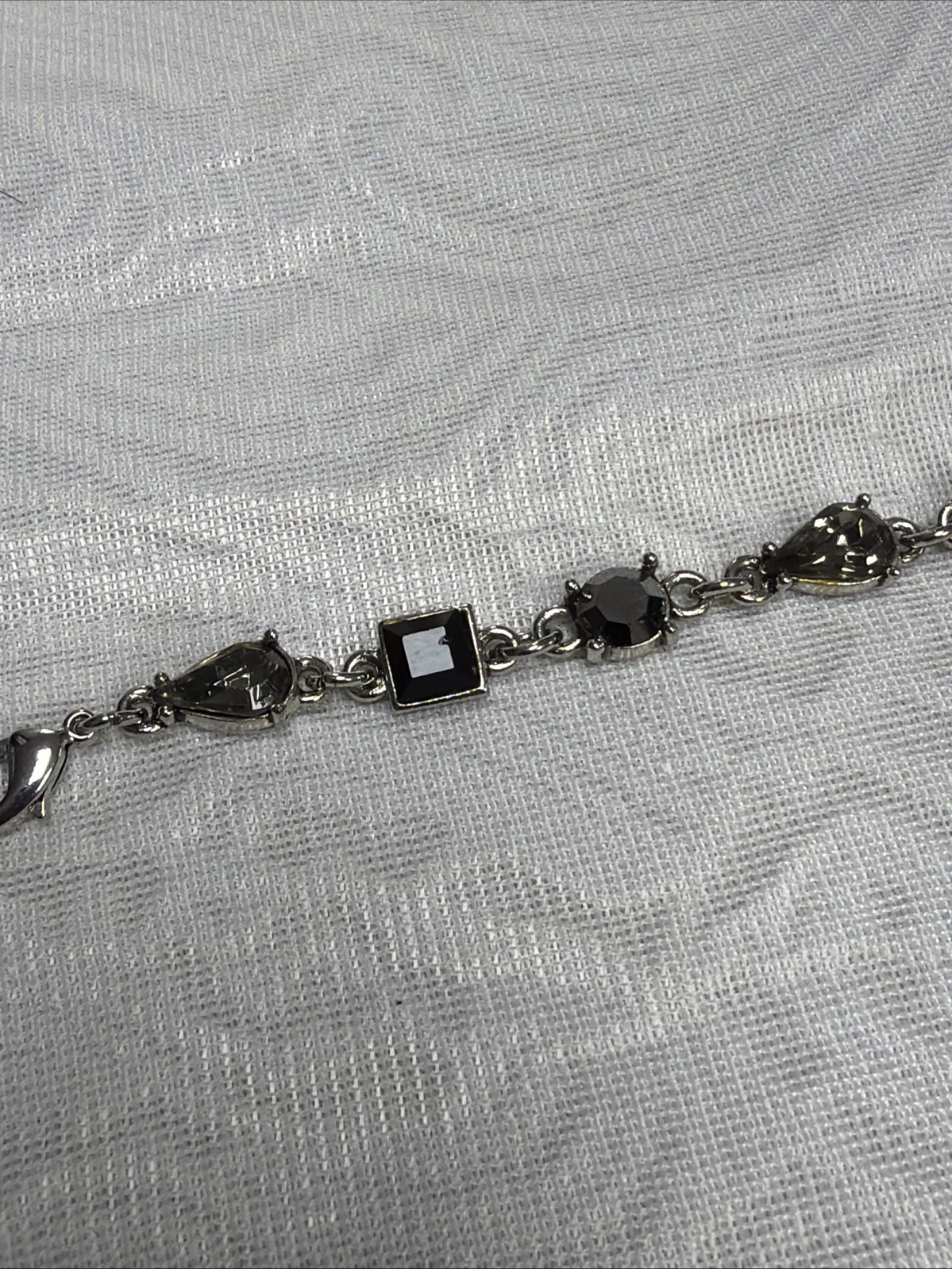 Vintage Y-Lariat Alternating Faceted Crystals Drop Black Onyx Pendant Necklace