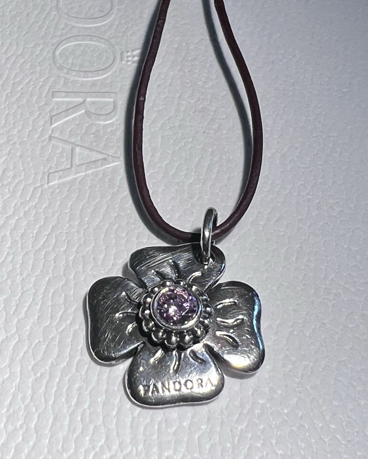Authentic PANDORA Clasp Opener Pink CZ S925 Sterling Silver and Polishing Cloth