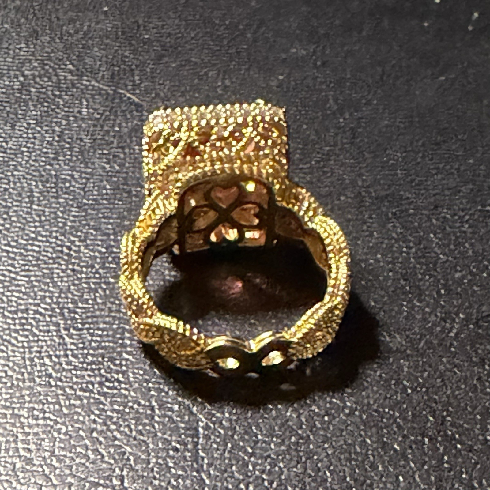 Judith Ripka Padparadscha Sapphire & CZ Cocktail Ring In 14K Gold Clad Size 6