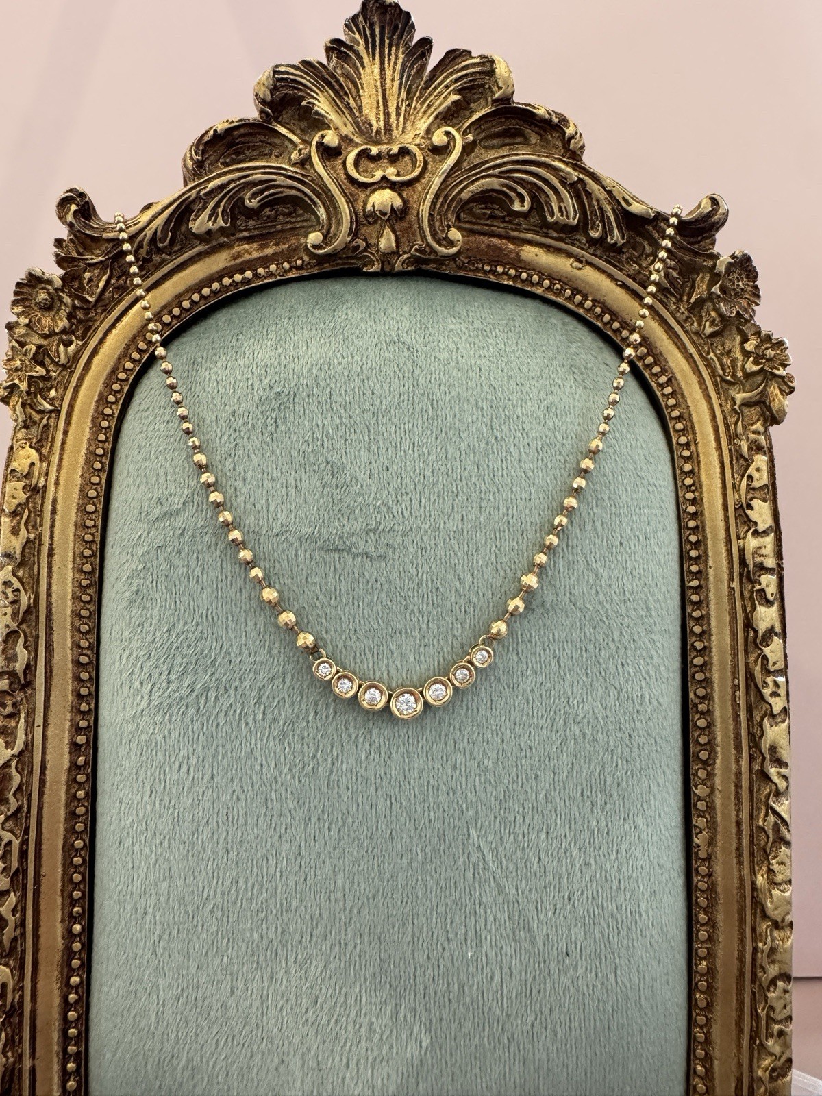 Mint Certified Japanese Estate 18K Gold 0.30ct Graduating Diamond Necklace