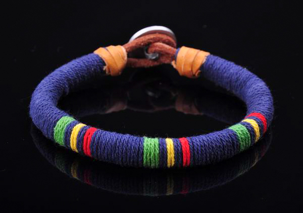 S471 2pcs Surfer Cotton Wrap Leather Men’s Leather Wristband Bracelet Cuff BL&G