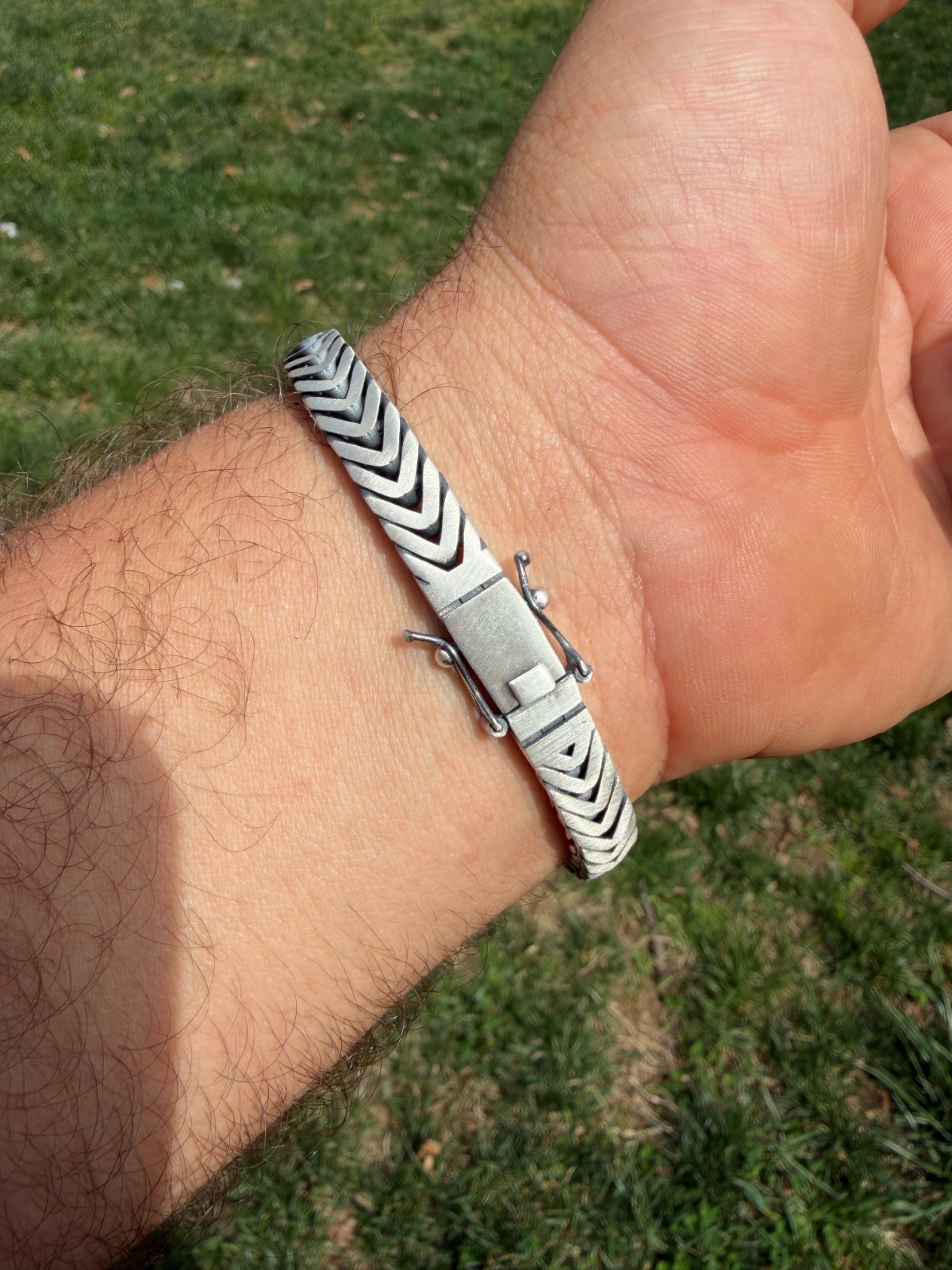 Custom 3 Link Miami Cuban Python Bracelet 12mm Real 925 Silver Oxidized Finish