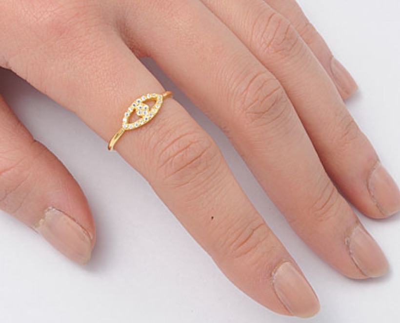 USA Seller Evil Eye Ring Sterling Silver 925 Best Jewelry Selectable Yellow Gold