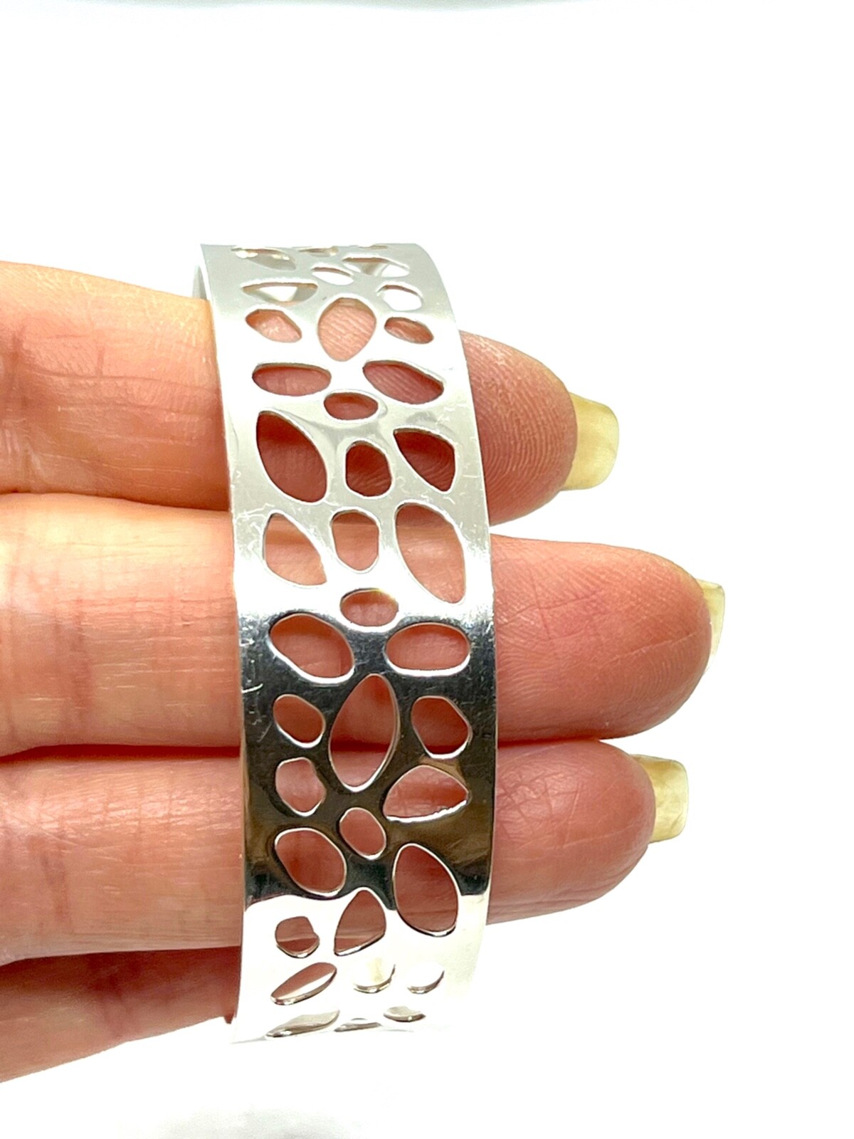 Solid Sterling Silver Wide Cuff Bracelet Bangle – 17.6 grams