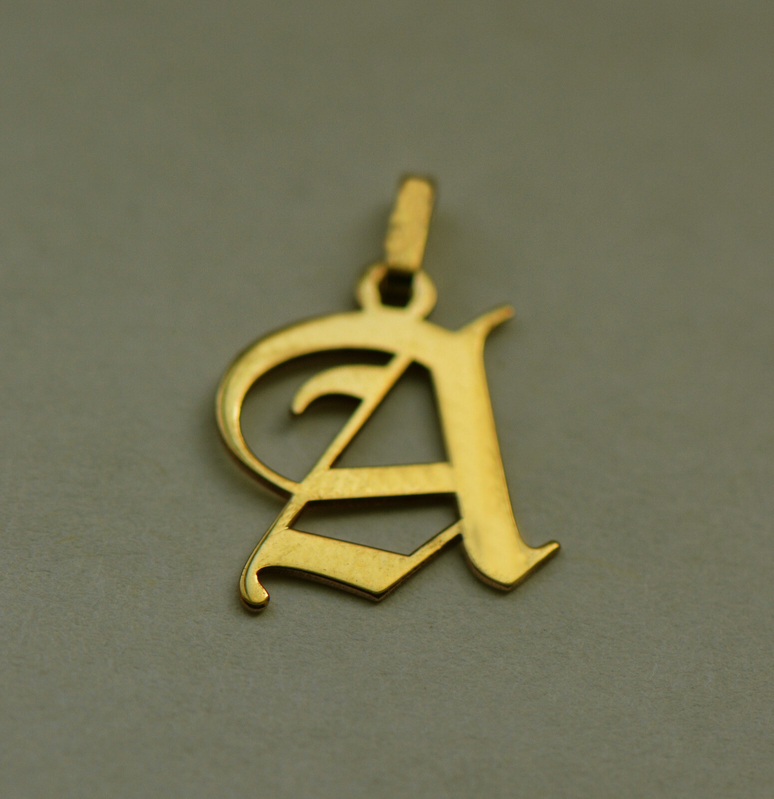 14K Solid Gold Old English Initial letter Pendants A-Z