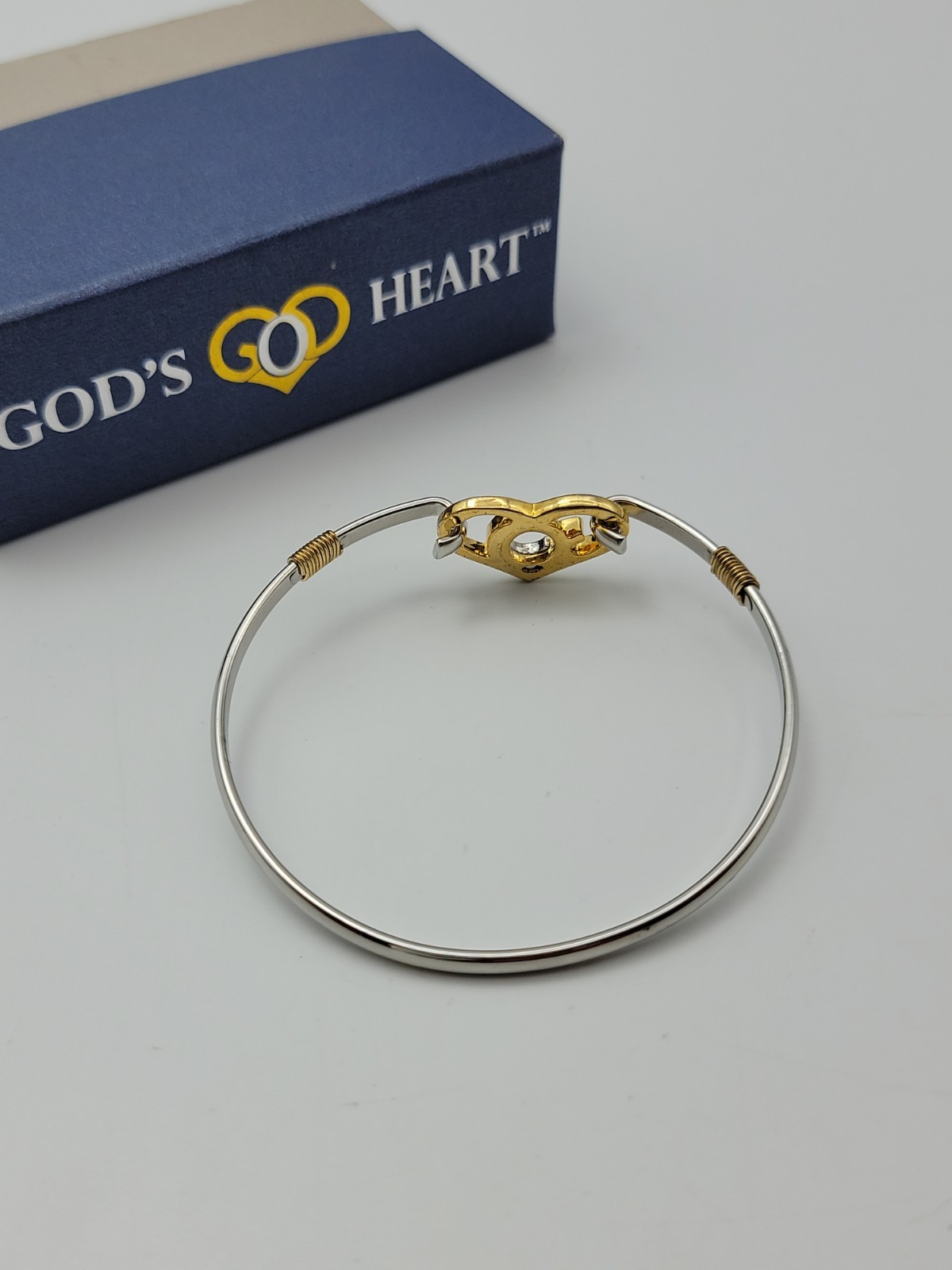 God’s Heart Two Tone Bangle Bracelet 7″