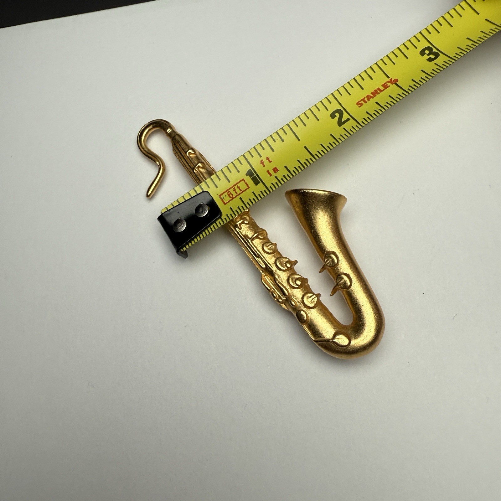 Signed KJL Gold Tone Saxophone Musical Instrument Brooch Pin Kenneth Jay Lane