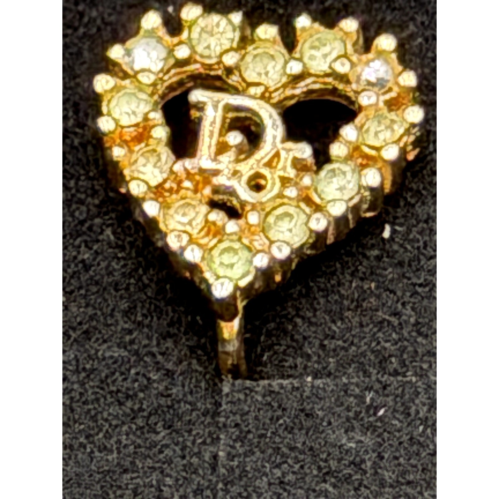 Christian Dior rhinestone heart logo earrings clip on